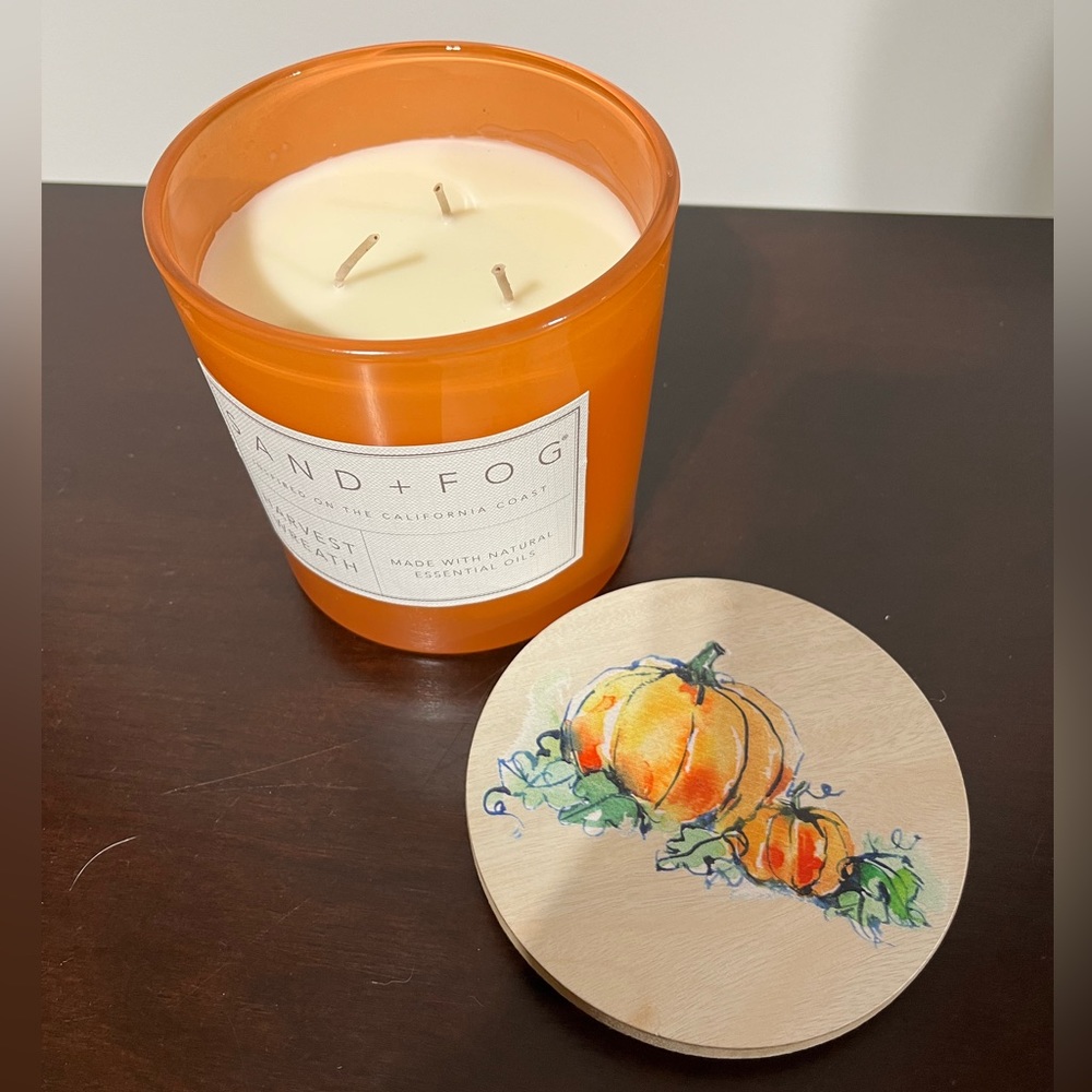 Sand+Fog “Harvest Wreath” 3-Wick Candle Made with Natural Essential Oils. 21oz.